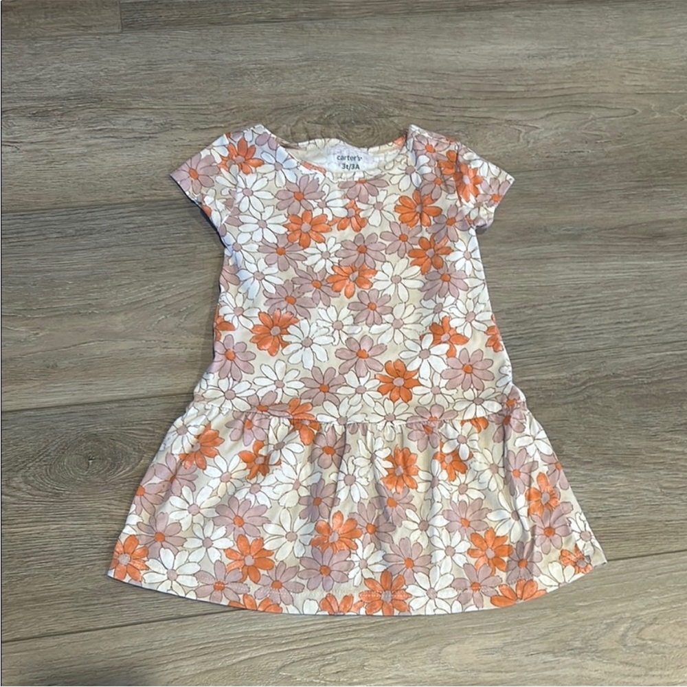 Carter's‎ Orange and Cream Toddler Girl Short Sleeve Sundress